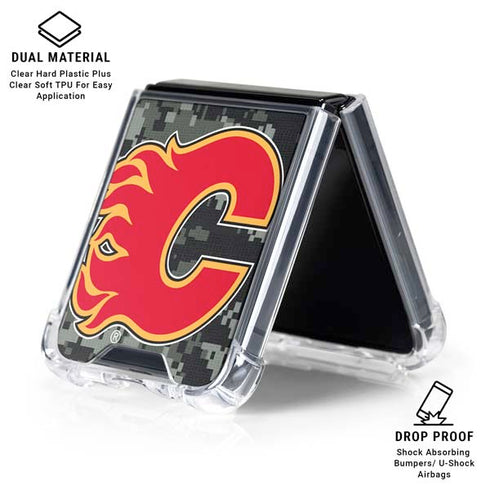 NHL Calgary Flames Camo Galaxy Z Flip6 Clear Case